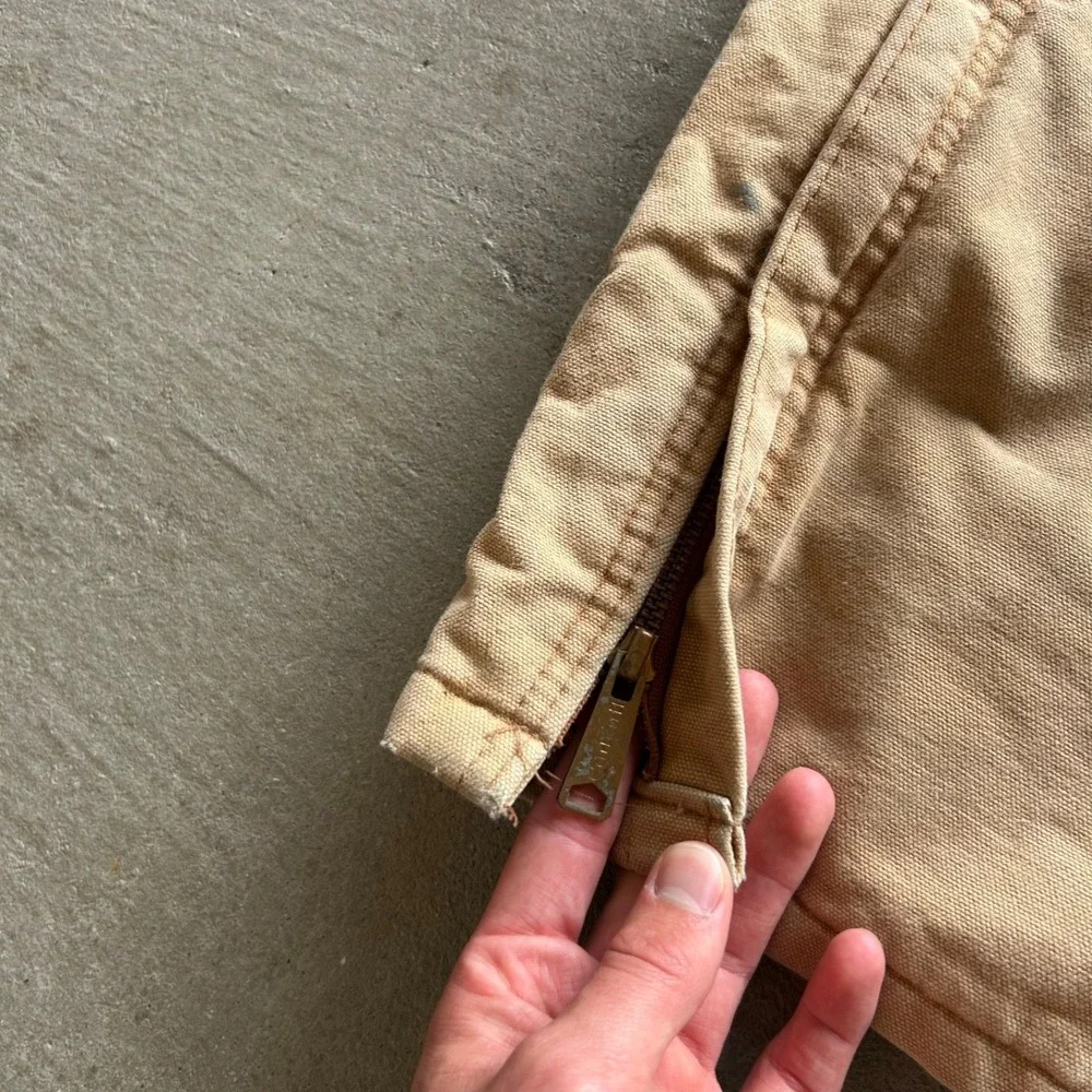Vintage 90s Carhartt Overalls Size 40x30 Tan Duck Canvas Carpenter Workwear Bibs - Picture 6 of 10